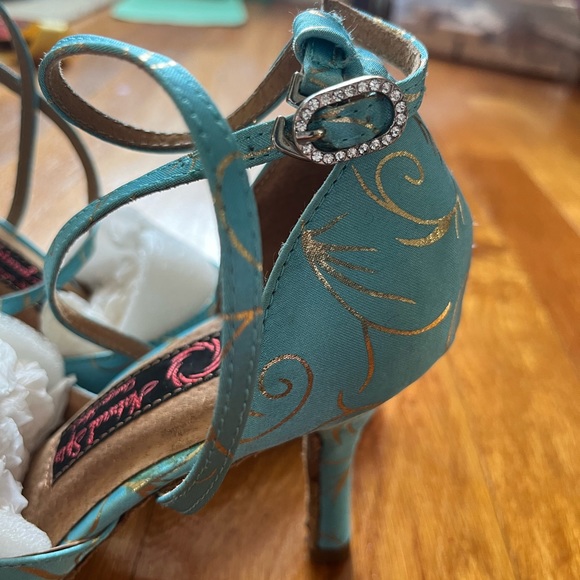 Turquoise ballroom dance shoes - Picture 4 of 6